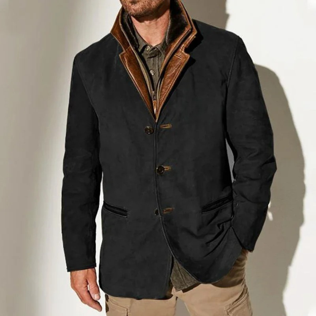 Victor – Veste vintage en suède avec détails en cuir