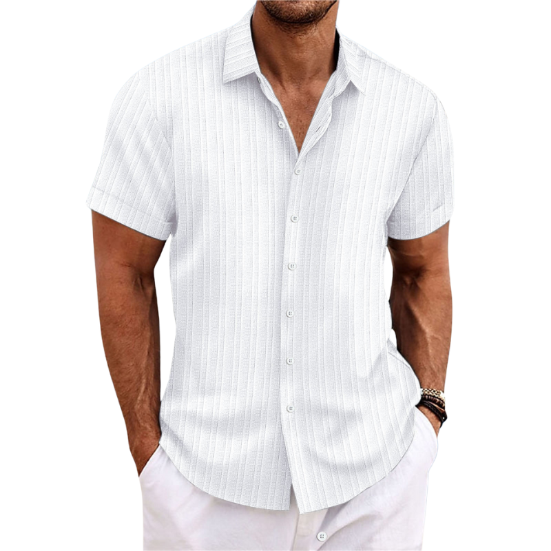 Chemise Homme Manches Courtes Lin Col Classique Été Casual | Julien