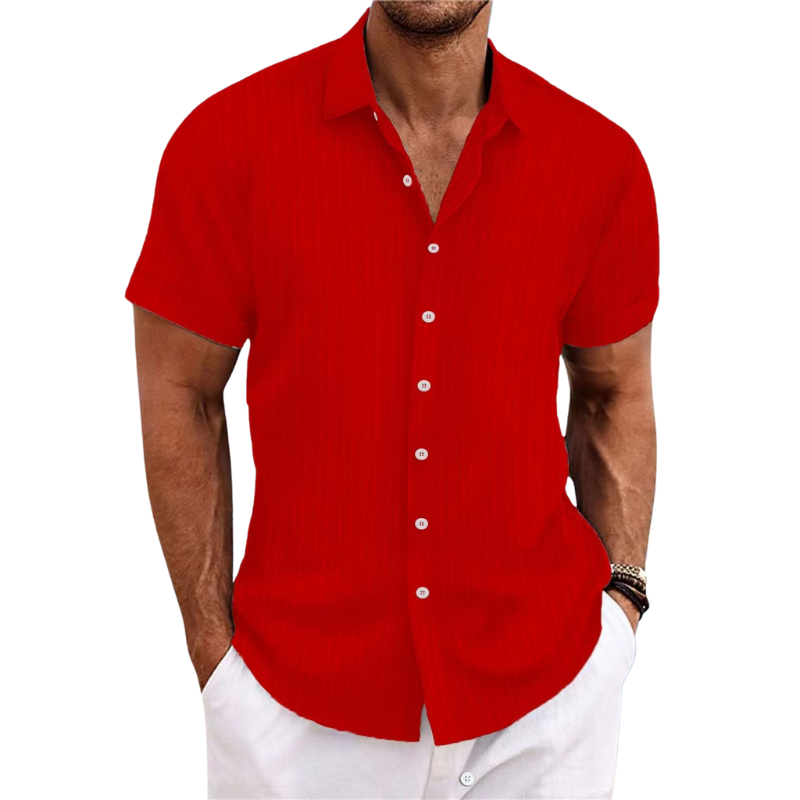 Chemise Homme Manches Courtes Lin Col Classique Été Casual | Julien
