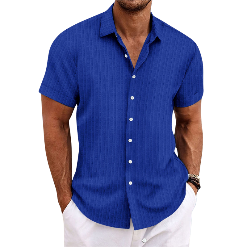 Chemise Homme Manches Courtes Lin Col Classique Été Casual | Julien
