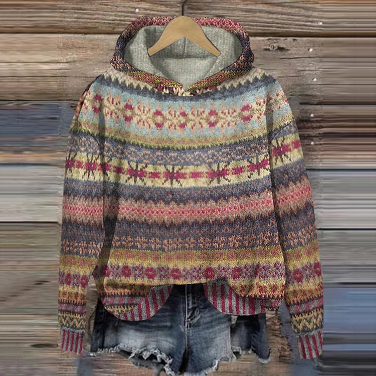 Élise – Hoodie rétro à motifs ethniques