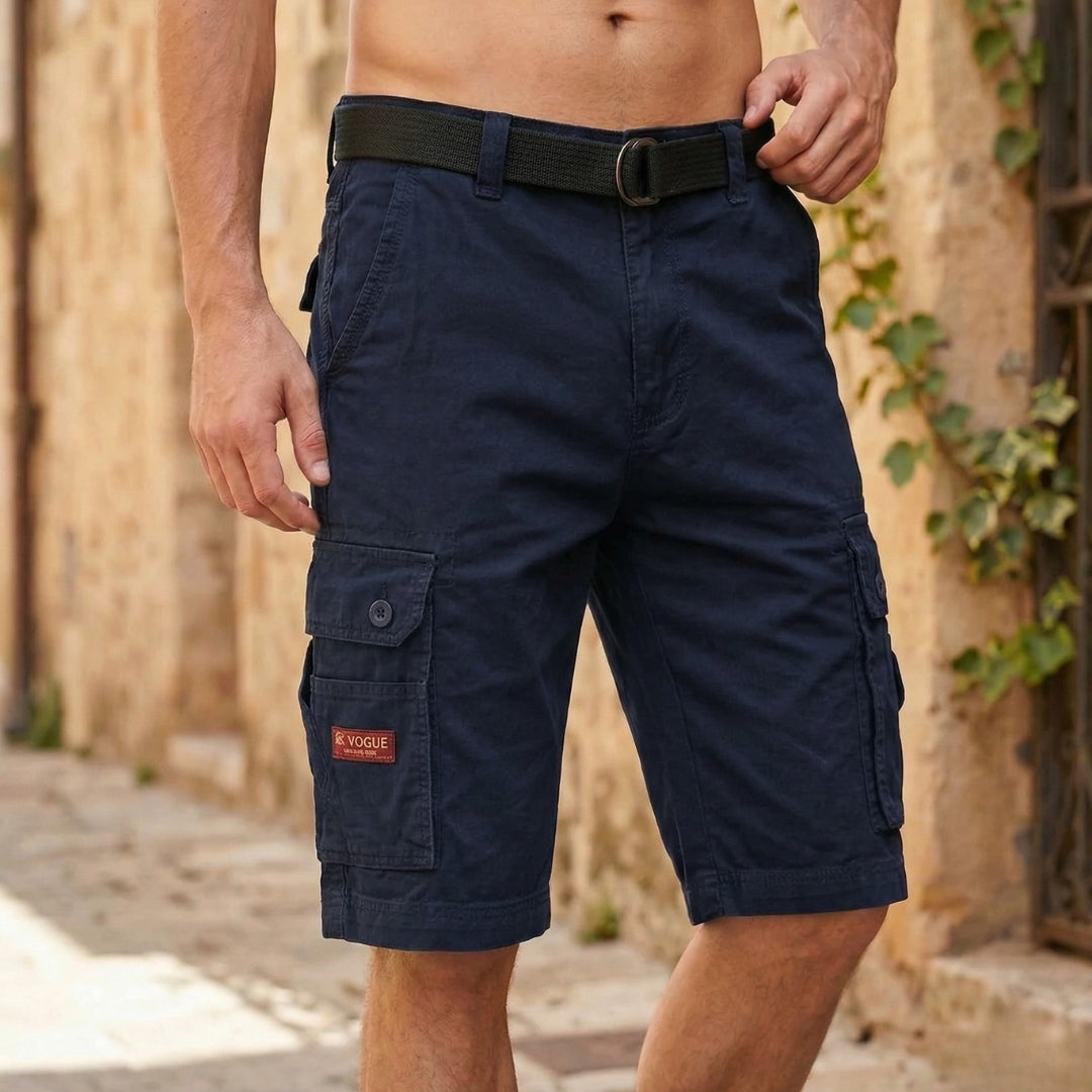 Short Cargo Homme Multi-Poches Coupe Droite Été Casual | Bastien - Bleu