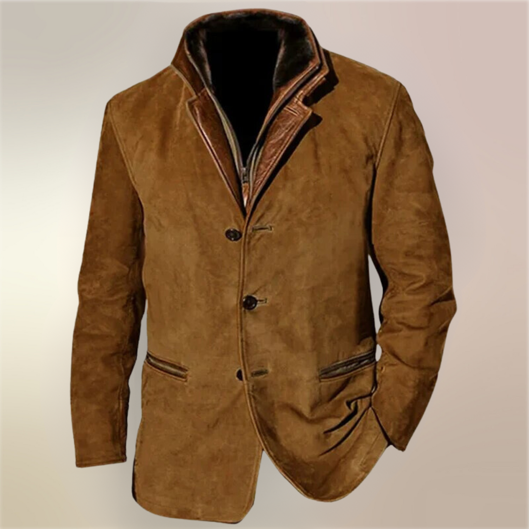 Victor – Veste vintage en suède avec détails en cuir