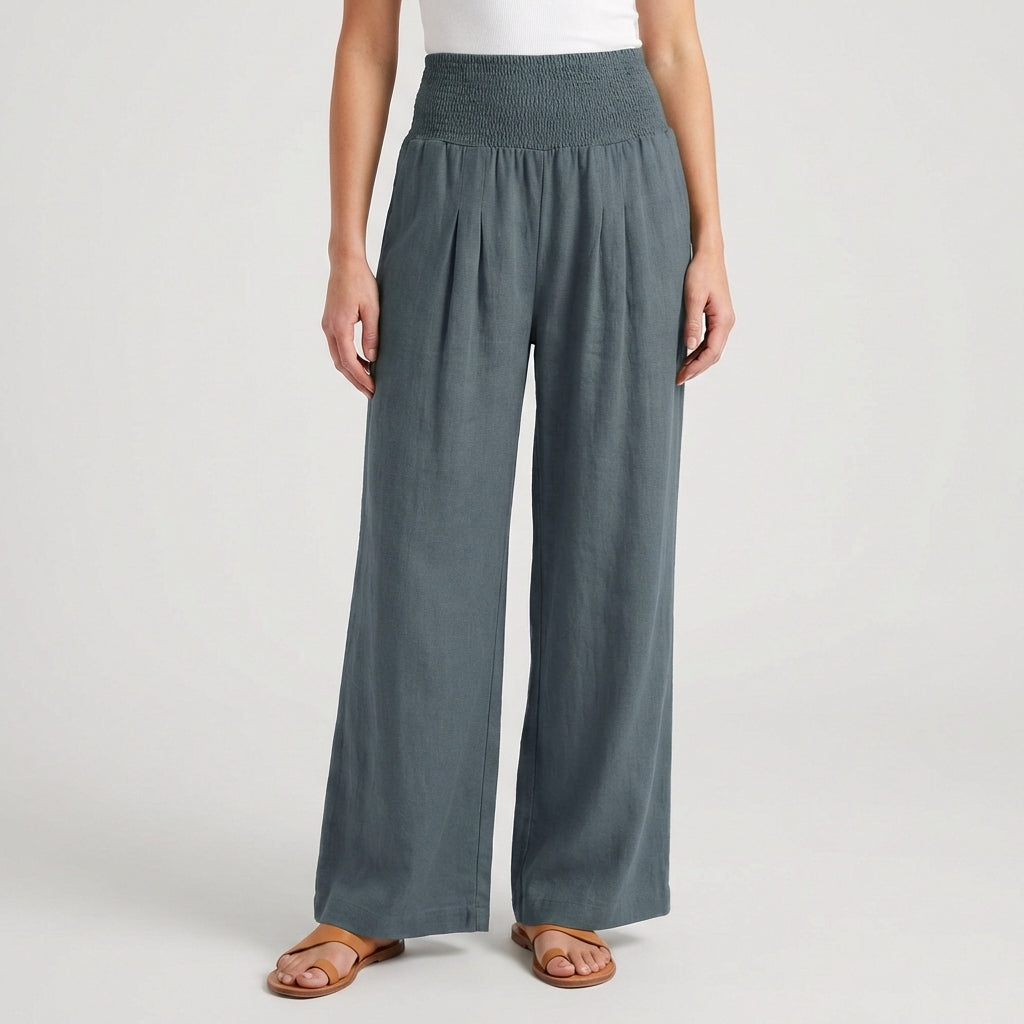 Pantalon Femme Large Taille Haute Fluide Été Casual | Éloria