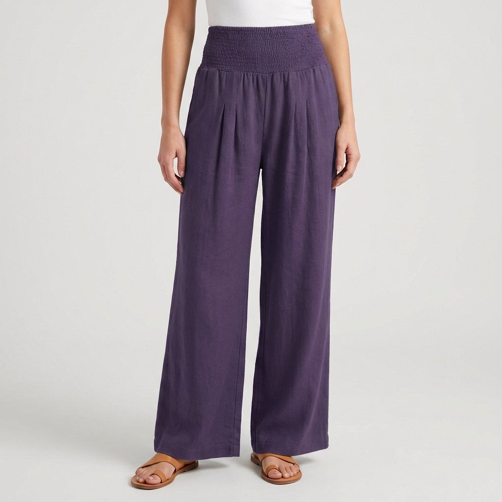 Pantalon Femme Large Taille Haute Fluide Été Casual | Éloria