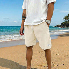 Short Homme Velours Côtelé Taille Élastique Casual Été Beige | Gabin