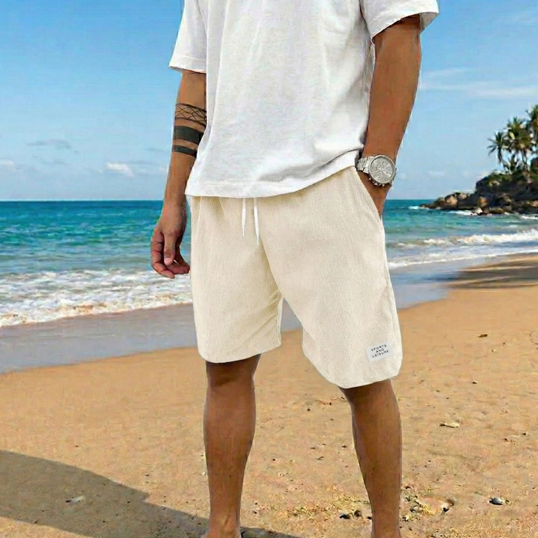 Short Homme Velours Côtelé Taille Élastique Casual Été Beige | Gabin