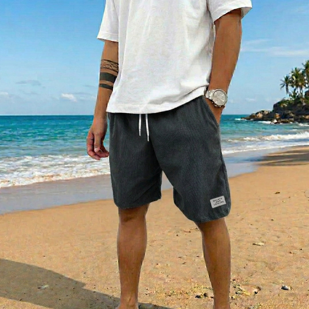 Short Homme Velours Côtelé Taille Élastique Casual Été Noir | Gabin