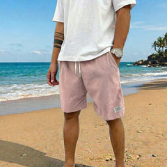 Short Homme Velours Côtelé Taille Élastique Casual Été Rose | Gabin