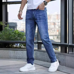 Jean Homme Coupe Droite Slim Casual Délavé Polyvalent | Hadrien – Bleu