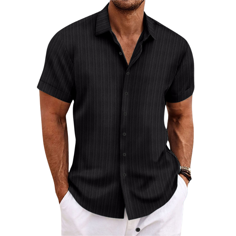 Chemise Homme Manches Courtes Lin Col Classique Été Casual | Julien