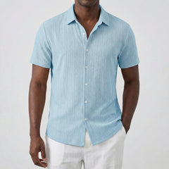 Chemise homme manches courtes en bleu ciel