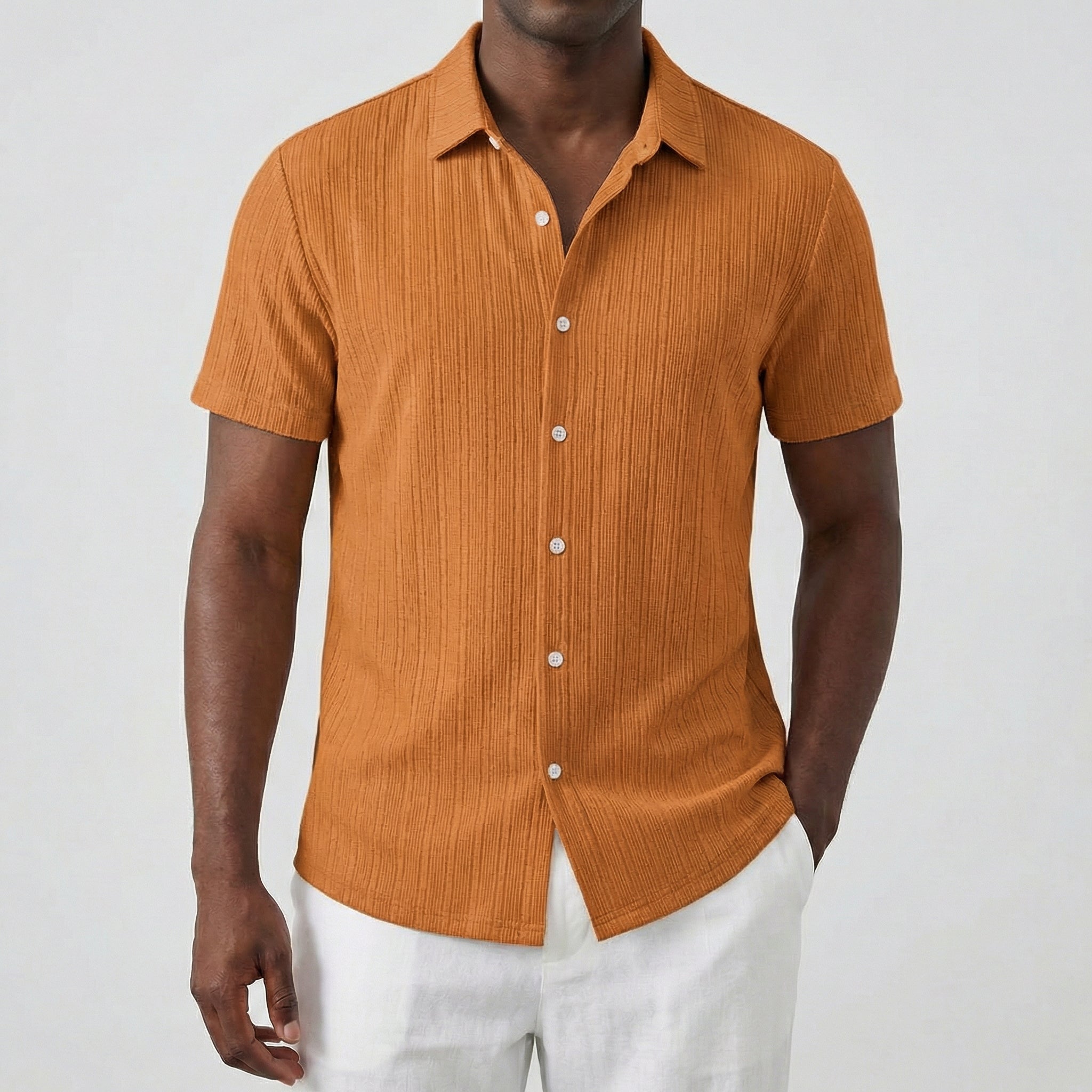 Chemise homme manches courtes en orange