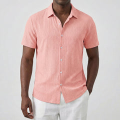 Chemise homme manches courtes en rose
