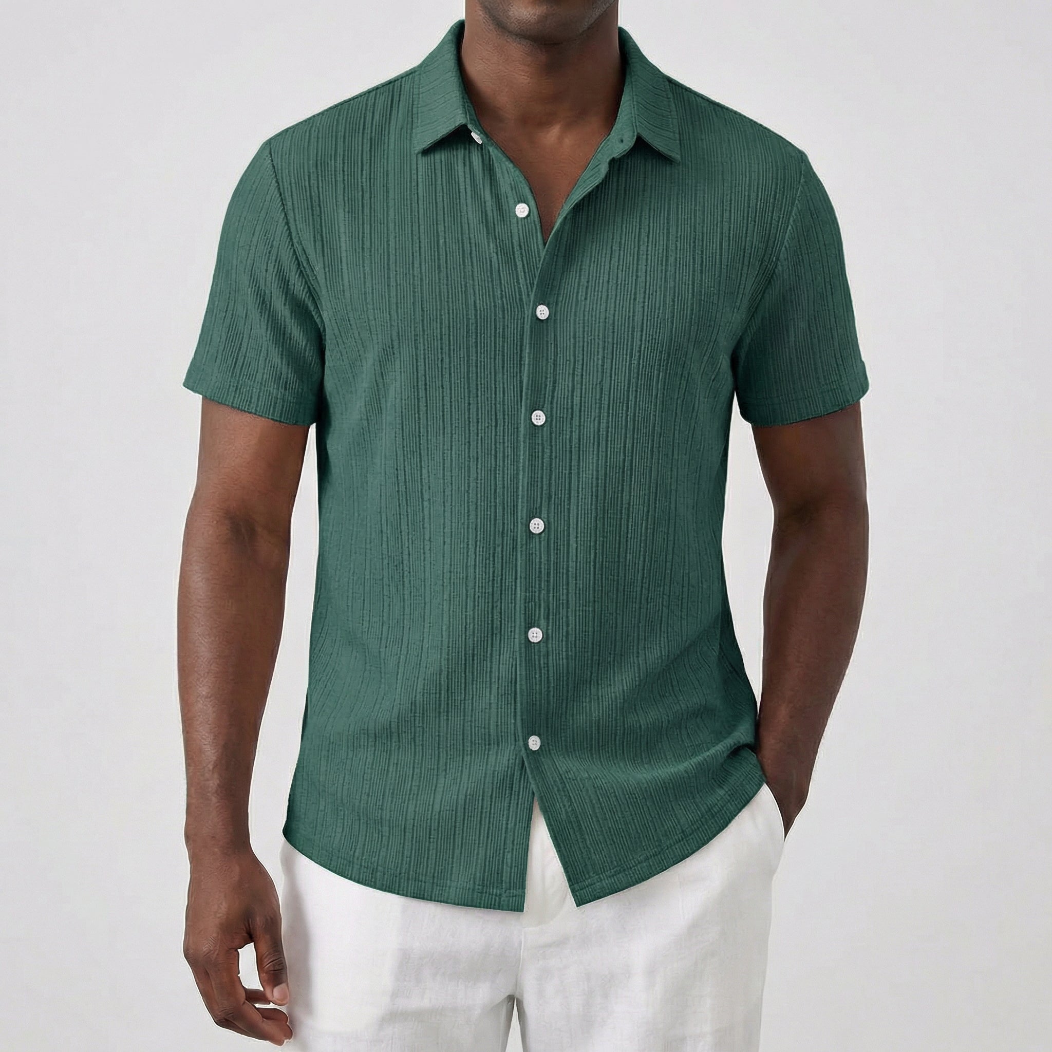 Chemise homme manches courtes en vert