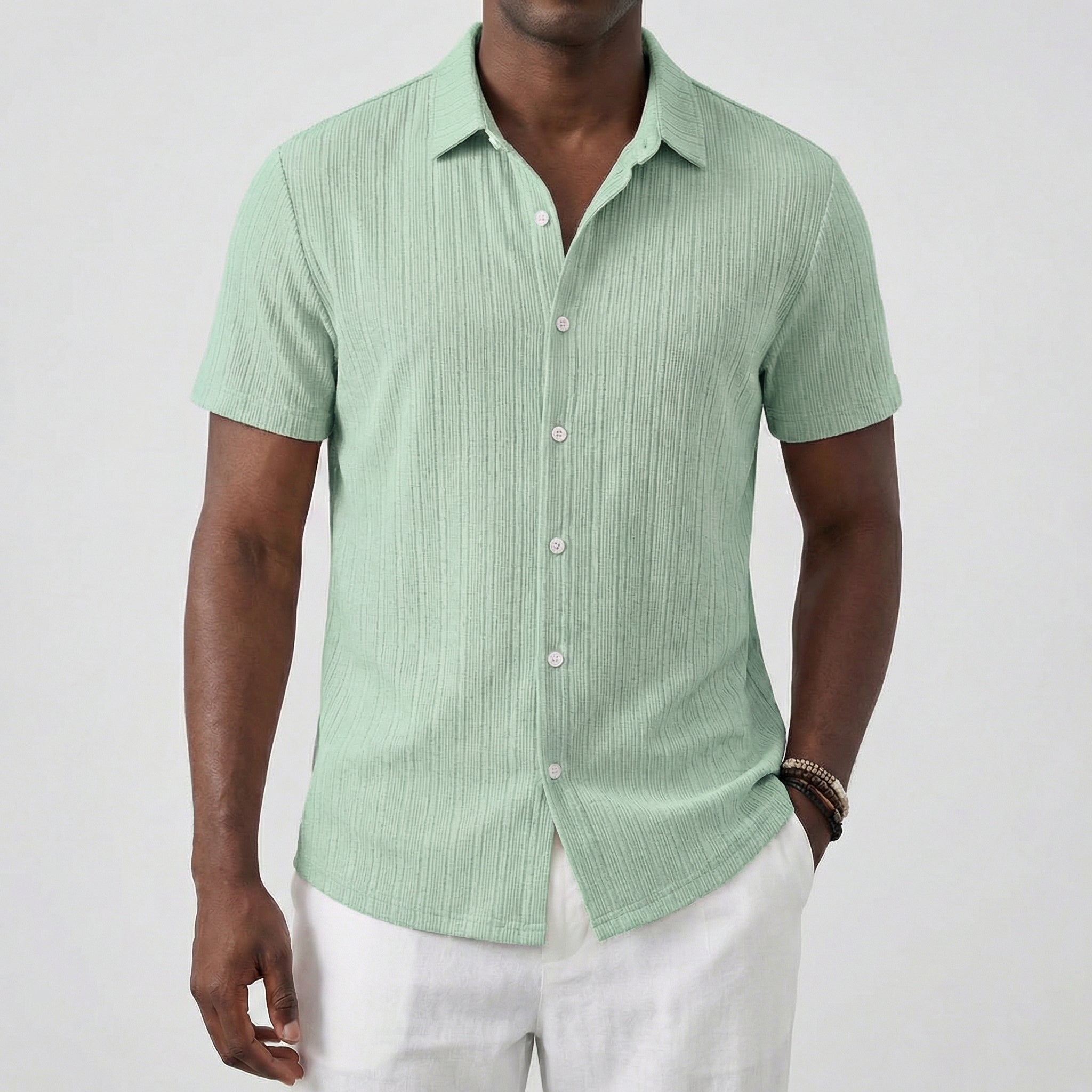 Chemise homme manches courtes en vert menthe