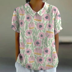 Robe femme couleur rose, coupe fluide, manches courtes, style élégant décontracté