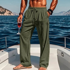 Pantalon Homme Coupe Droite Taille Élastique Casual Légère Vert | Nolan