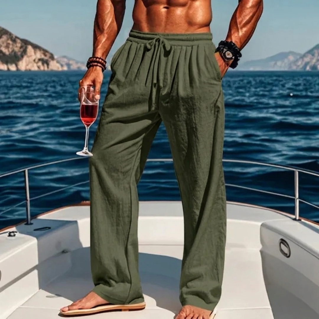 Pantalon Homme Coupe Droite Taille Élastique Casual Légère Vert | Nolan