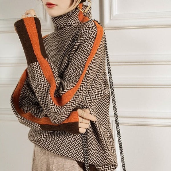 Vera | Pull à col roulé avec rayures contrastées