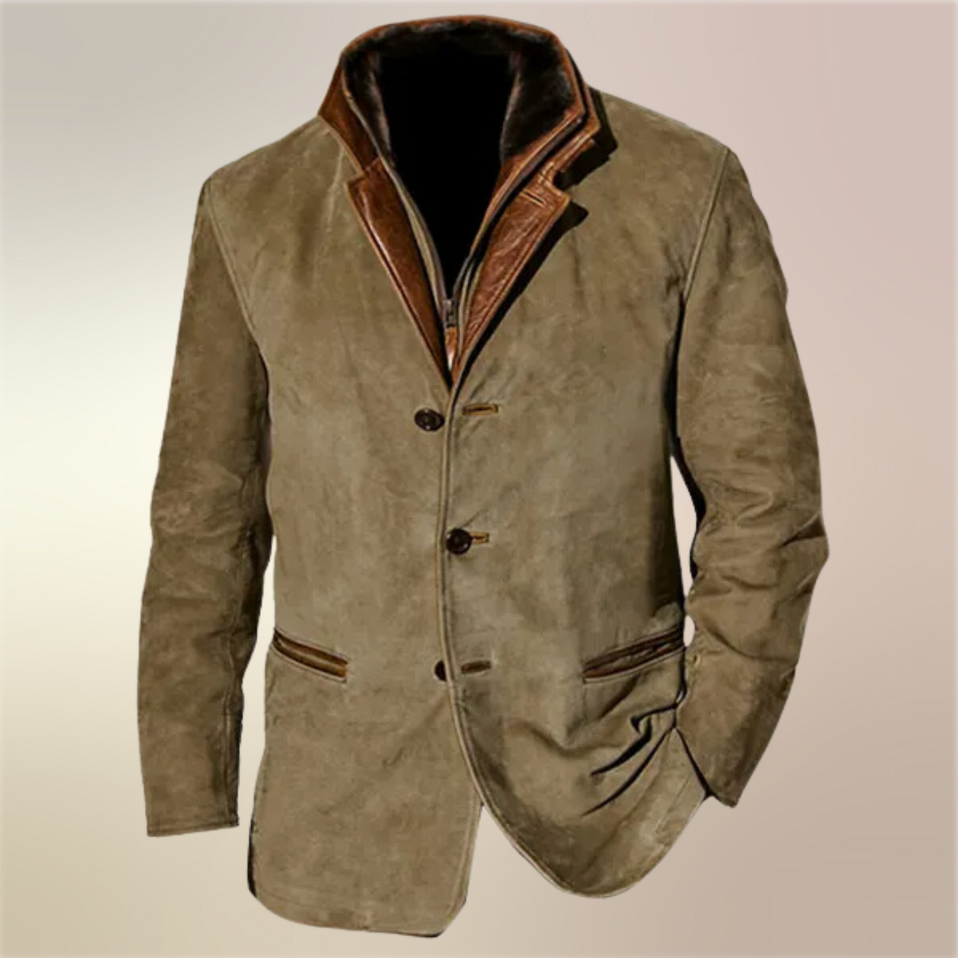 Victor – Veste vintage en suède avec détails en cuir