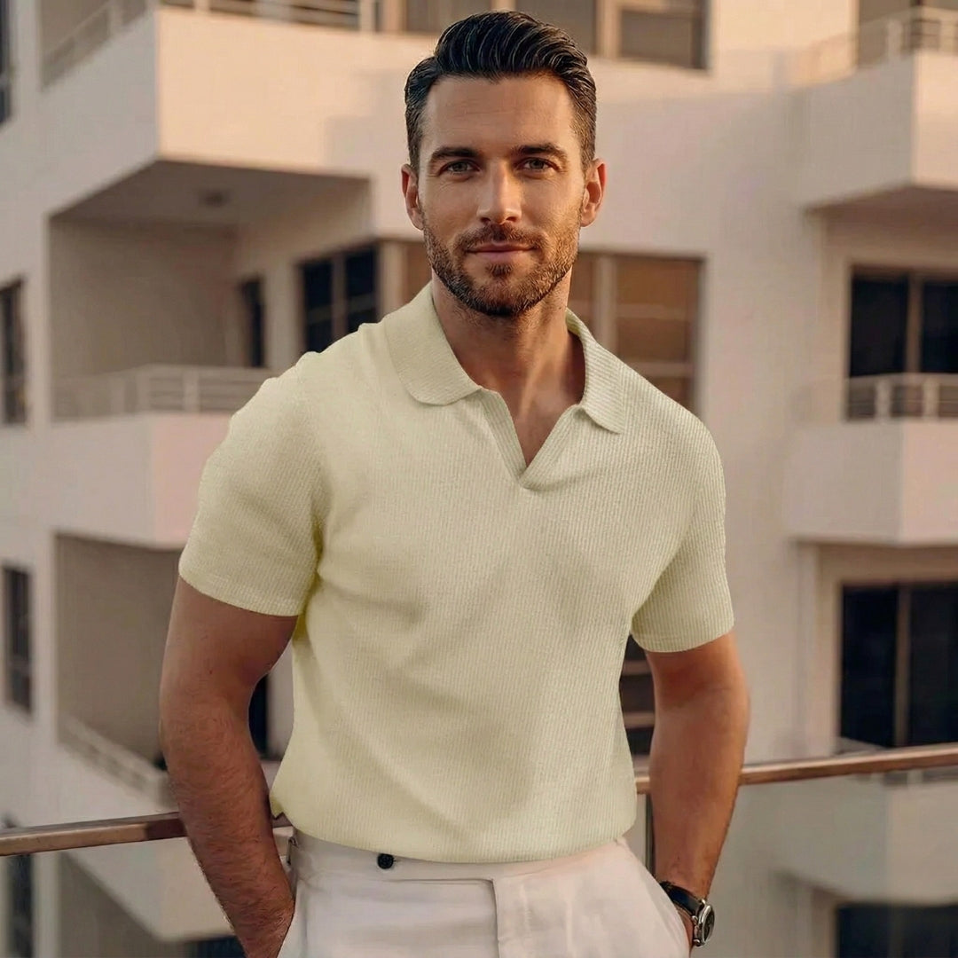 Polo Homme Manche Courte Col Ouvert Texturé Coupe Ajustée Casual Kaki | Sandro