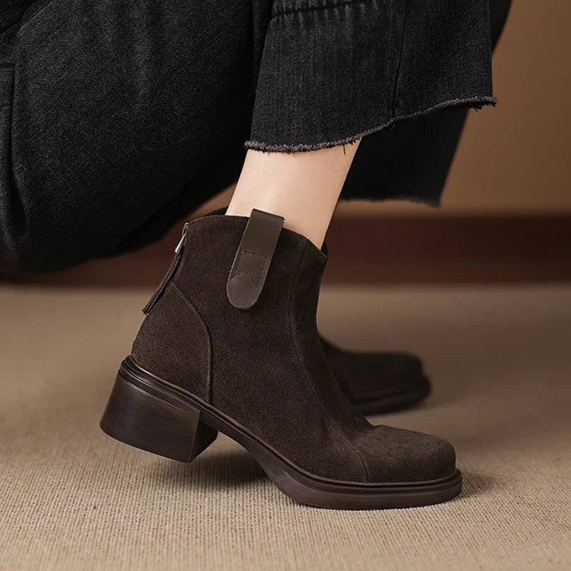Nora | Bottines de luxe en daim doux