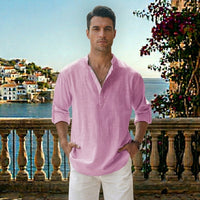 Chemise Homme Col Mao Manches Longues Coupe Décontractée Casual | Tobias