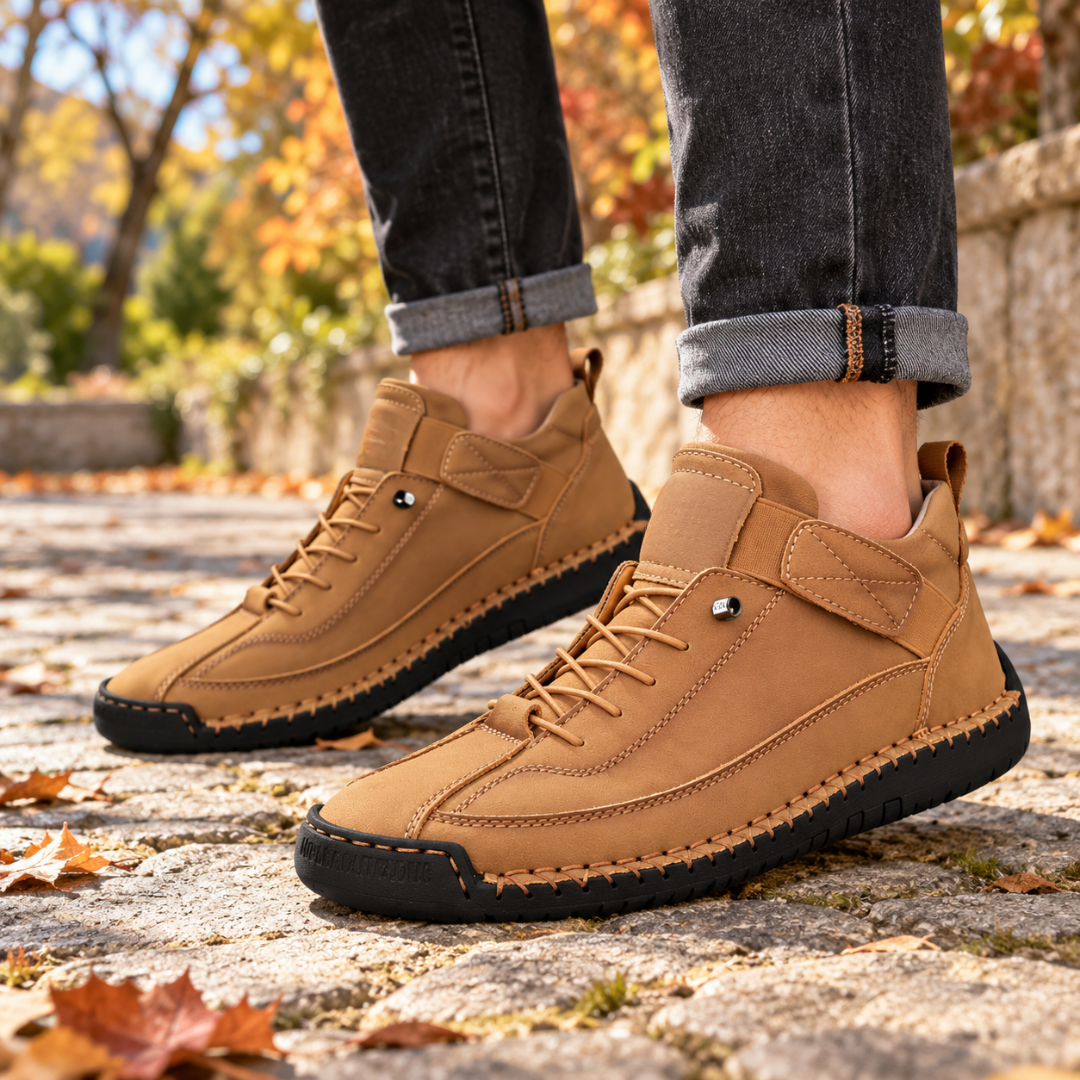 Baskets homme montantes kaki à lacets ton sur ton et semelle noire