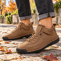 Baskets homme montantes marron avec patte surpiquée sur le côté