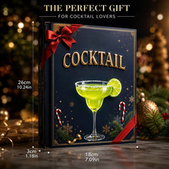 Coffret calendrier de l'Avent cocktails avec dimensions 26 x 18 x 3 cm