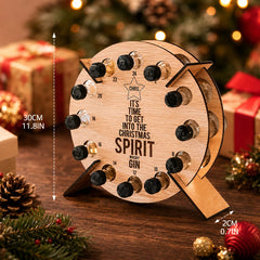 Calendrier de l'Avent rond en bois avec cotes 30 cm et 2 cm devant des cadeaux