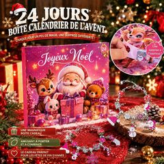 Boîte du calendrier de l'Avent 24 cases avec deux bracelets à charms festifs
