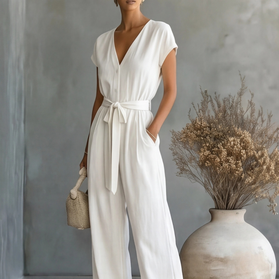 Combinaison Grace blanche jambes larges profil