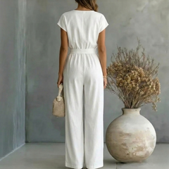 Combinaison Grace blanche jambes larges profil