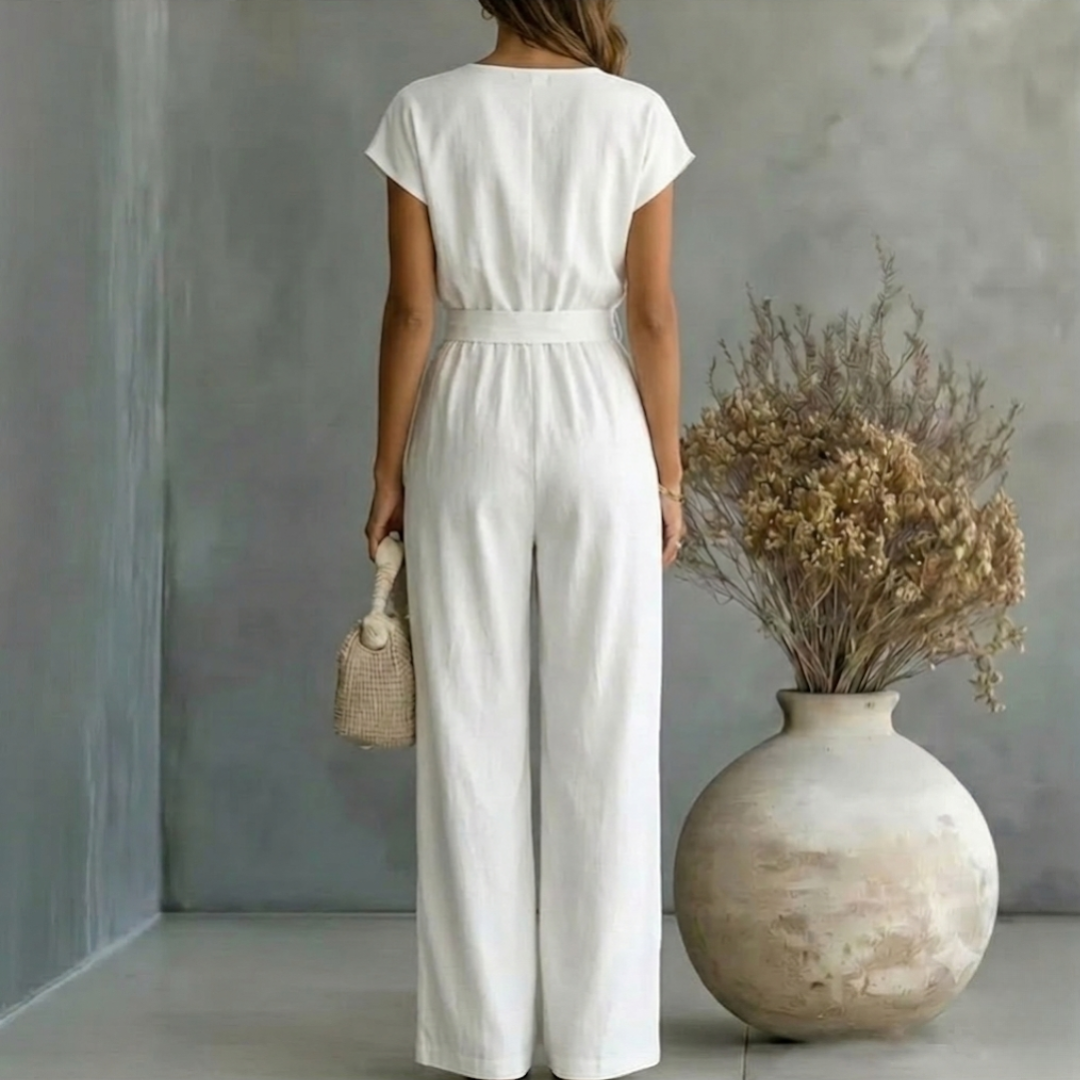 Combinaison Grace blanche jambes larges profil