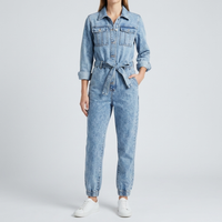 Combinaison Femme Denim Manches Longues Ceinture Col Chemise Casual | Noa