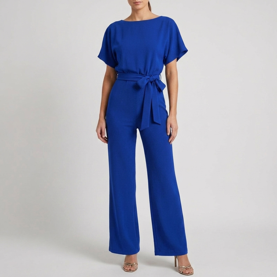 Combinaison Sophie bleu vif manches courtes coupe ample et fluide
