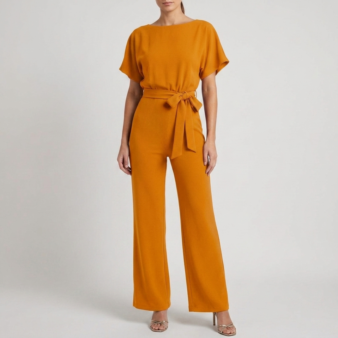 Combinaison Sophie orange manches courtes papillon jambes larges