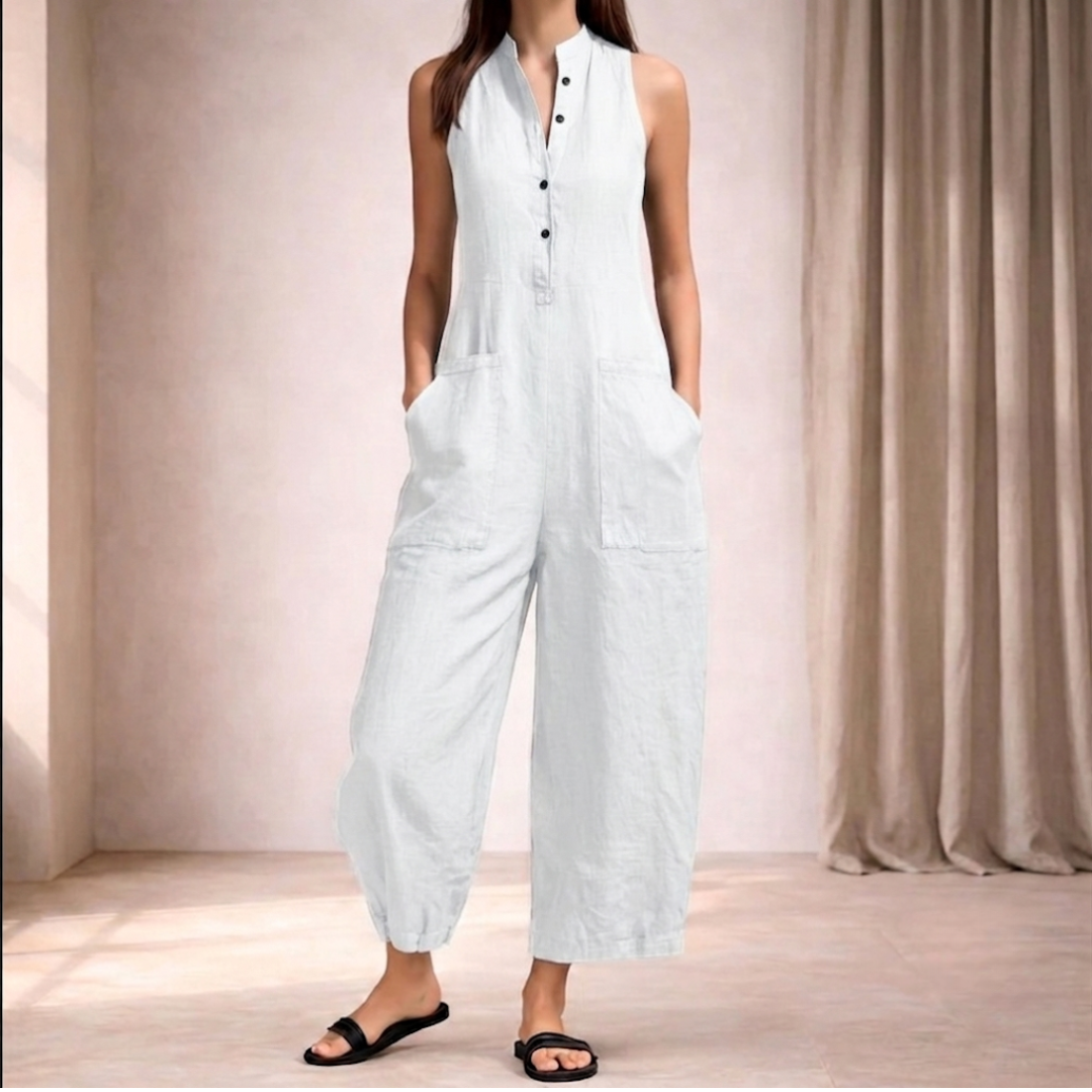 Combinaison Lila blanche à jambes larges, look estival léger