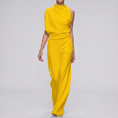 Combinaison longue jaune sans manches coupe fluide