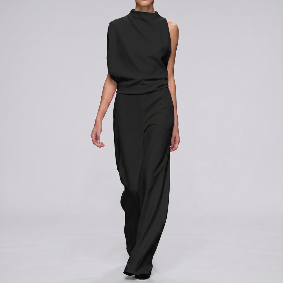 Combinaison longue noire sans manches tombé fluide
