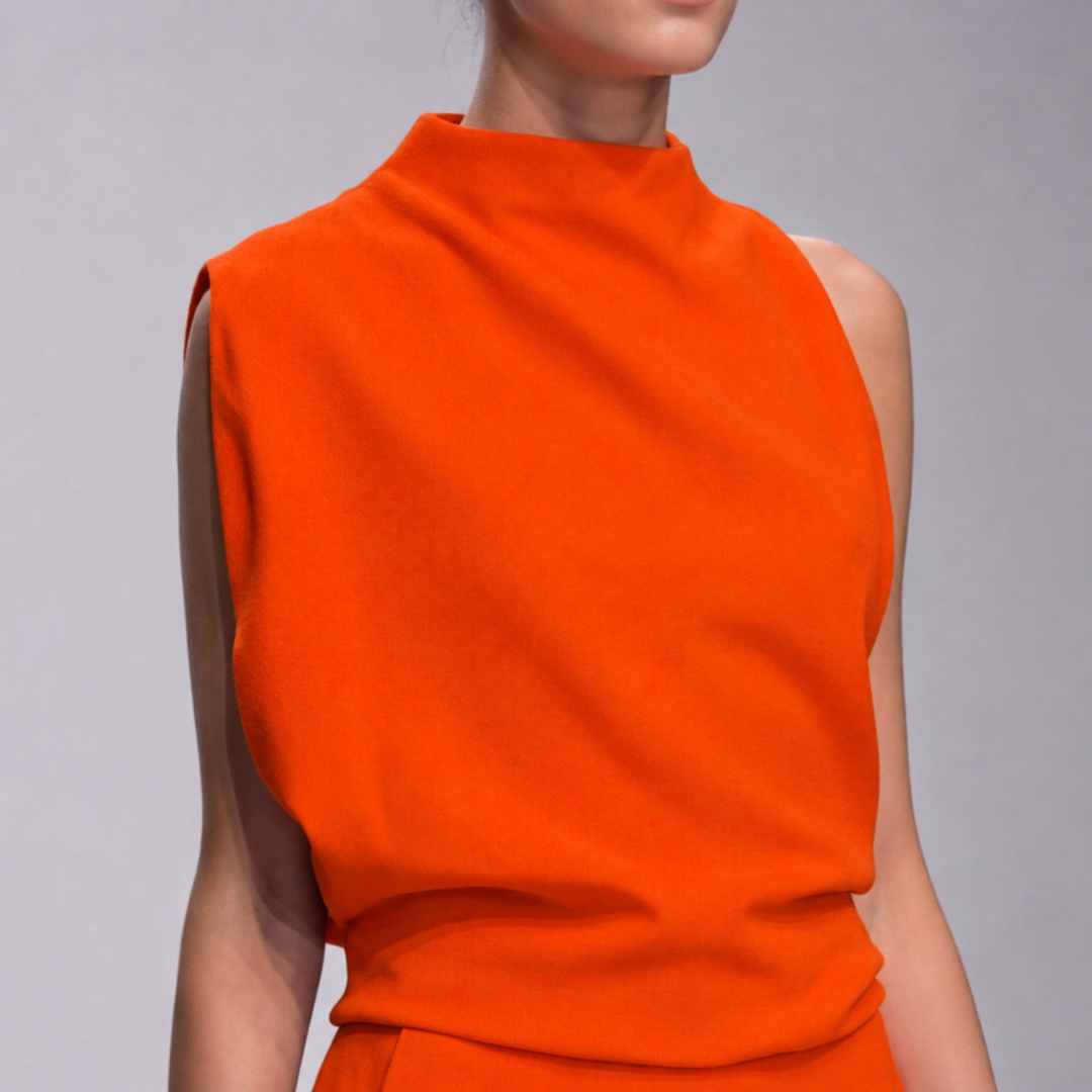 Combinaison femme orange jambes larges tombé du tissu