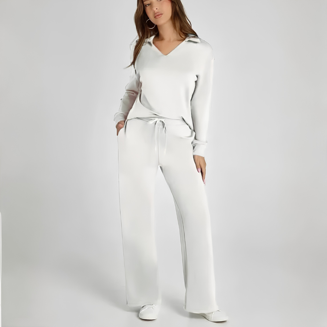 Ensemble loungewear femme blanc, vue de face complète