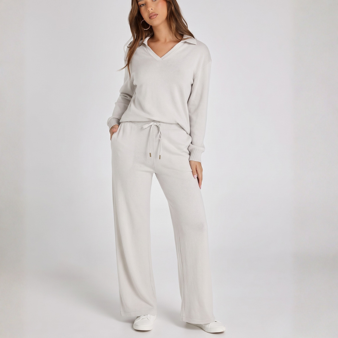 Ensemble loungewear femme gris clair, vue de face