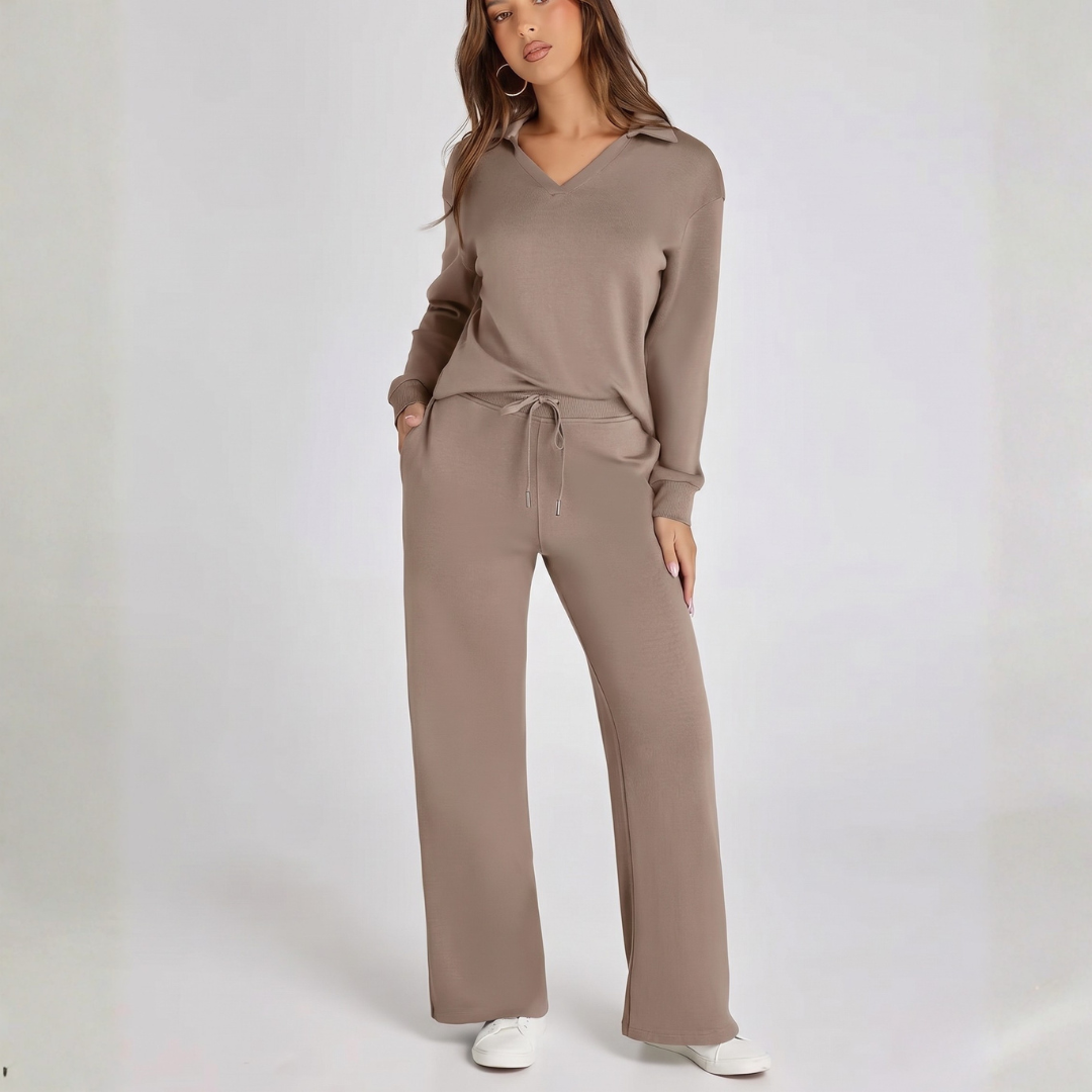 Ensemble loungewear femme marron, vue de face