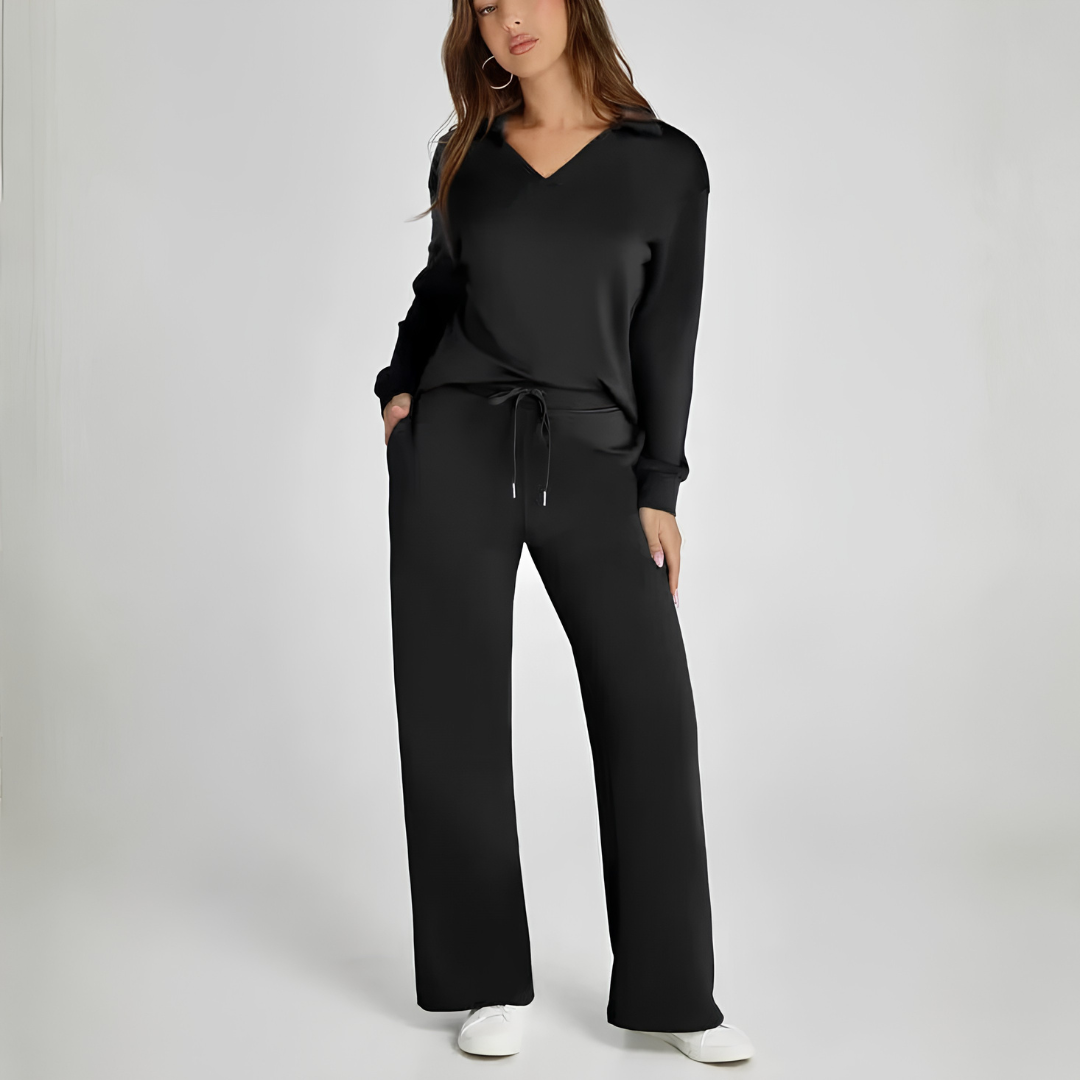 Ensemble loungewear femme noir, vue de face