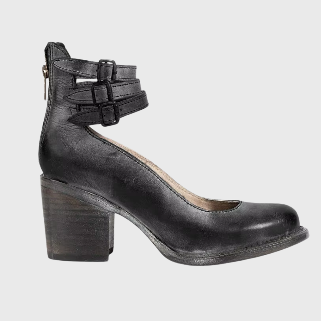 Escarpins Zora noir portés vue lifestyle extérieur