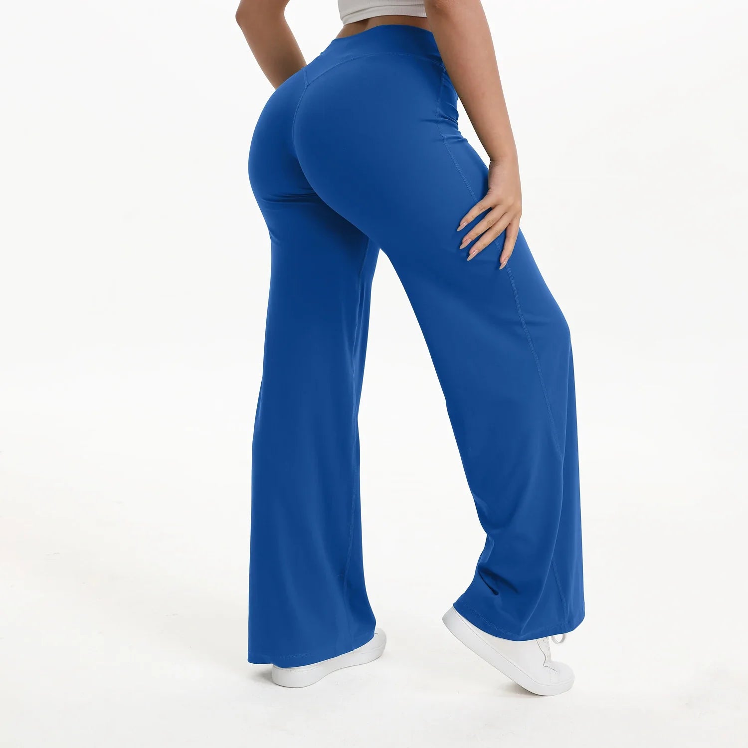 Legging femme flare bleu bleuet taille haute sport