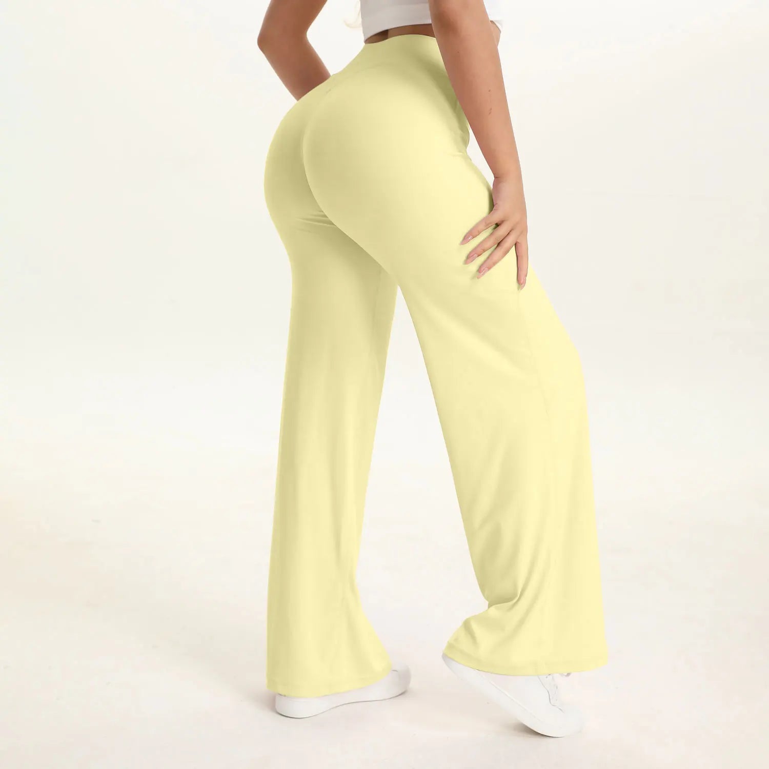 Legging femme évasé bleu ciel taille haute gainante